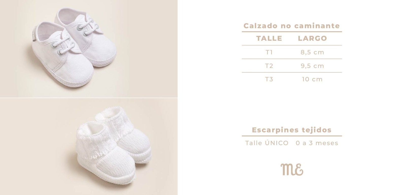Tabla de talles para calzado no caminante y escarpines