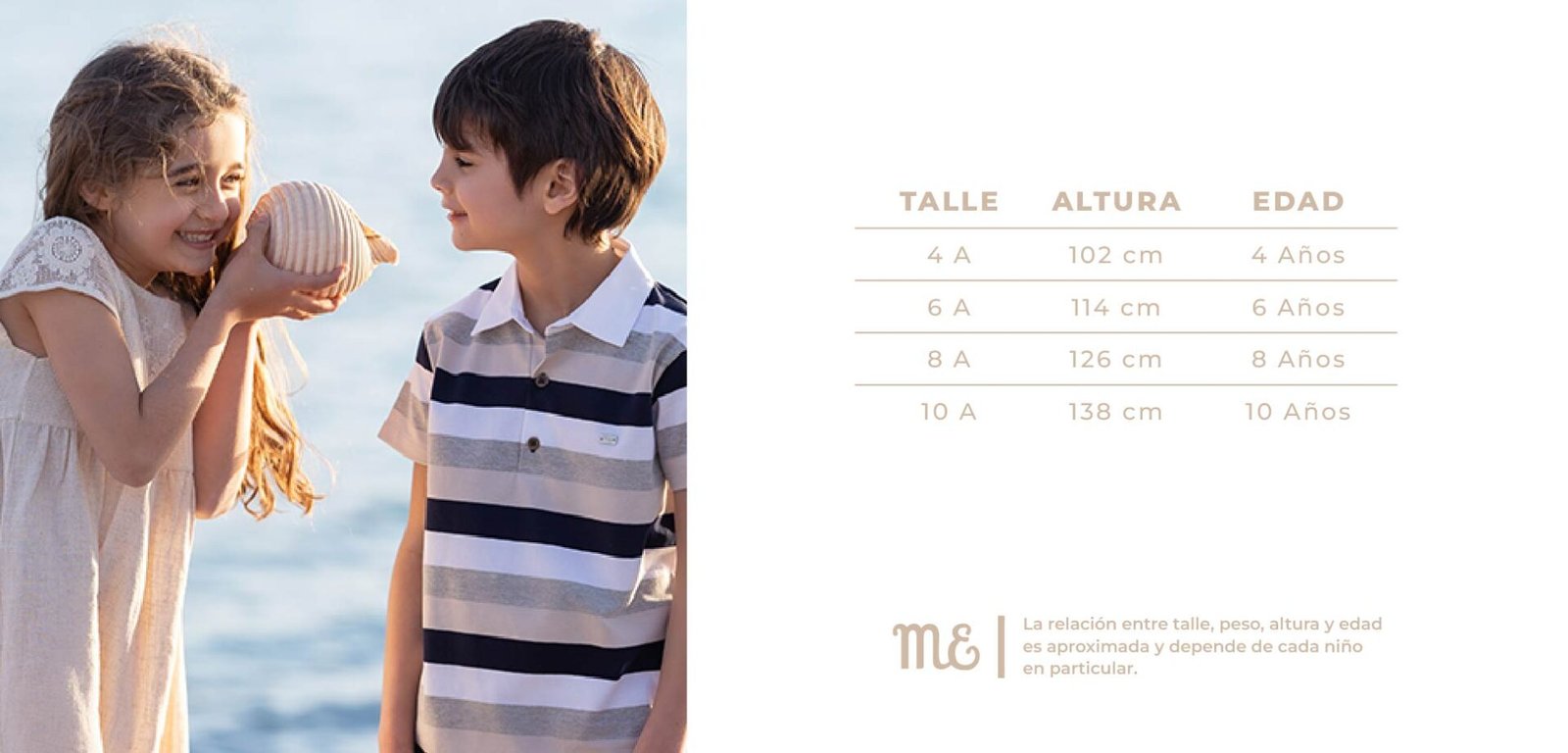 Tabla de talles para niños